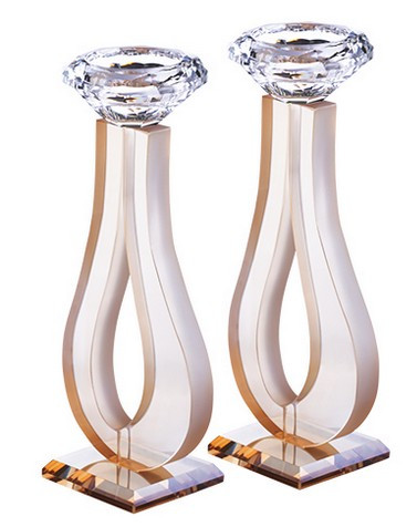 Schabbatleuchter Glas Gold